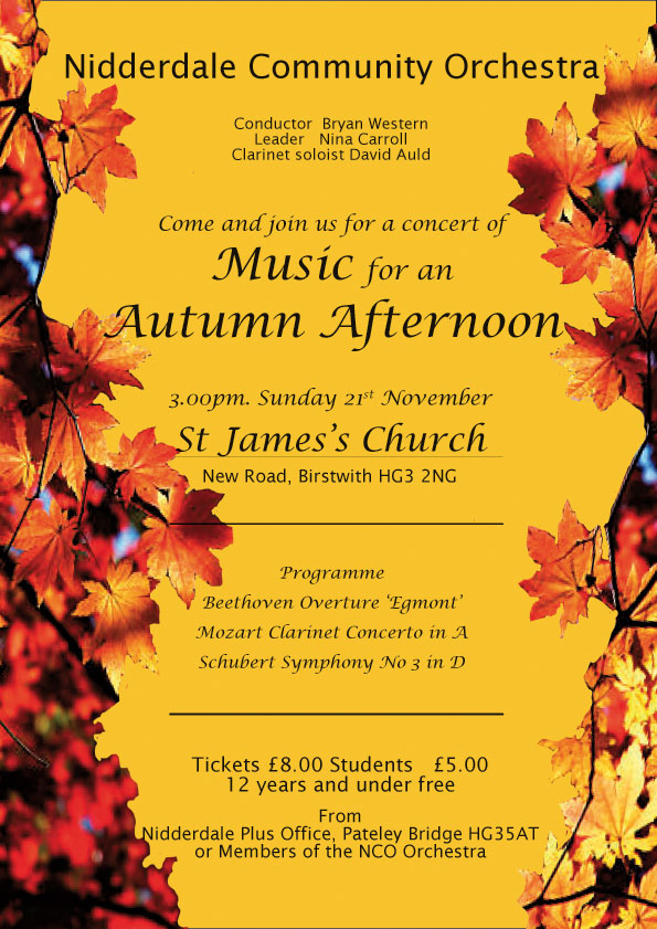 Autumn 2021 concert poster